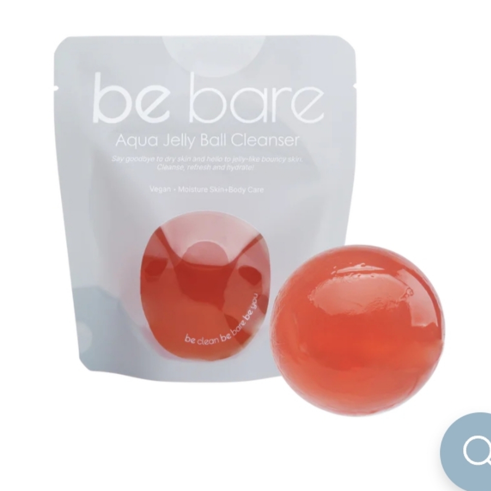 Be Bare Aqua Jelly Ball Cleanser & Soap Bag With AHA BHA - Peachy Pink